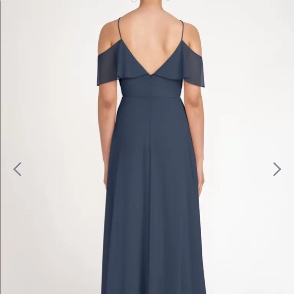 Jenny yoo Navy Blue “mila” cold shoulder formal wedding event bridesmaid gown - Picture 3 of 16